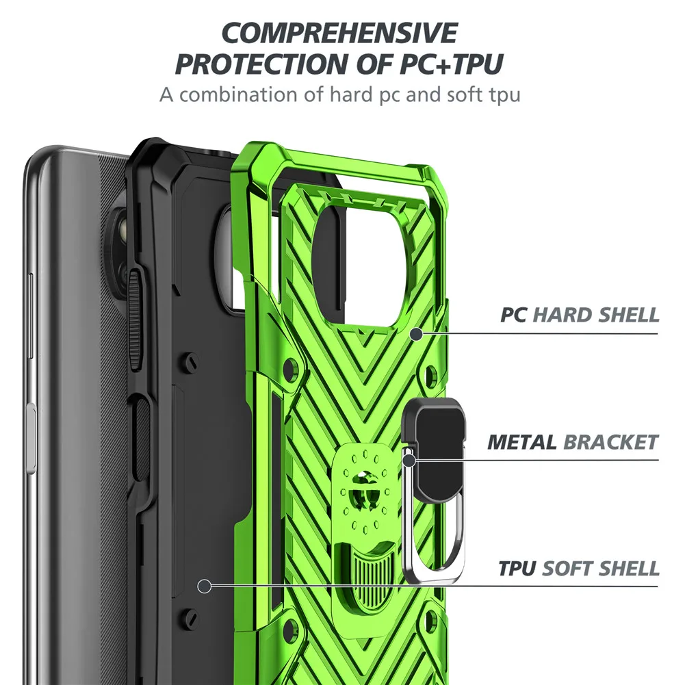 

Luxury Shockproof Case for Xiaomi Poco X3 NFC Case Cover Car Holder Strand Ring For Pocophone X3 NFC Case Men Armor Protective