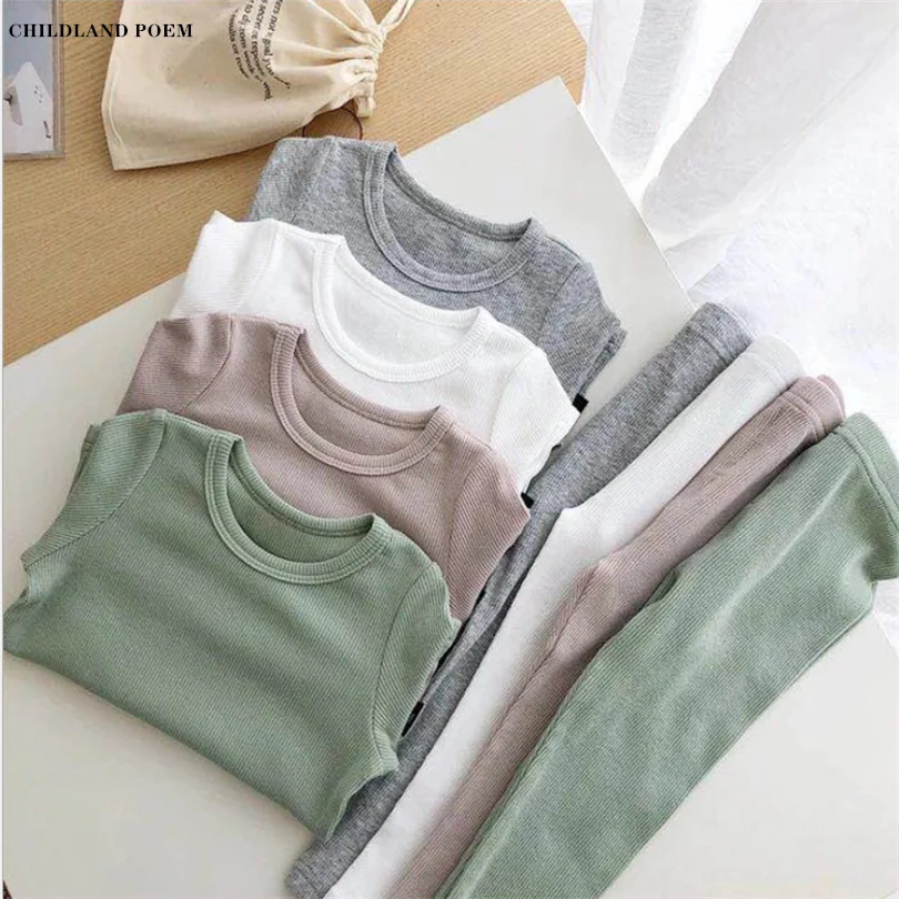 Baby Pajamas Set Ribbed Unisex Kids Pyjamas Boys Girls Sleepwear Cotton Children Pijamas Boy Girl Nightwear PJS Clothing set | Детская