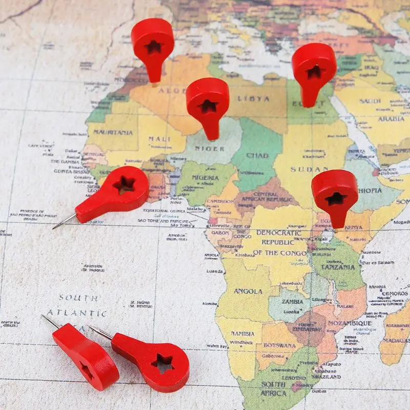 

40 Pcs Map Markers Wooden Drawing Photo Wall Studs Cork Board Pins Thumbtack Pushpins Painting Tool