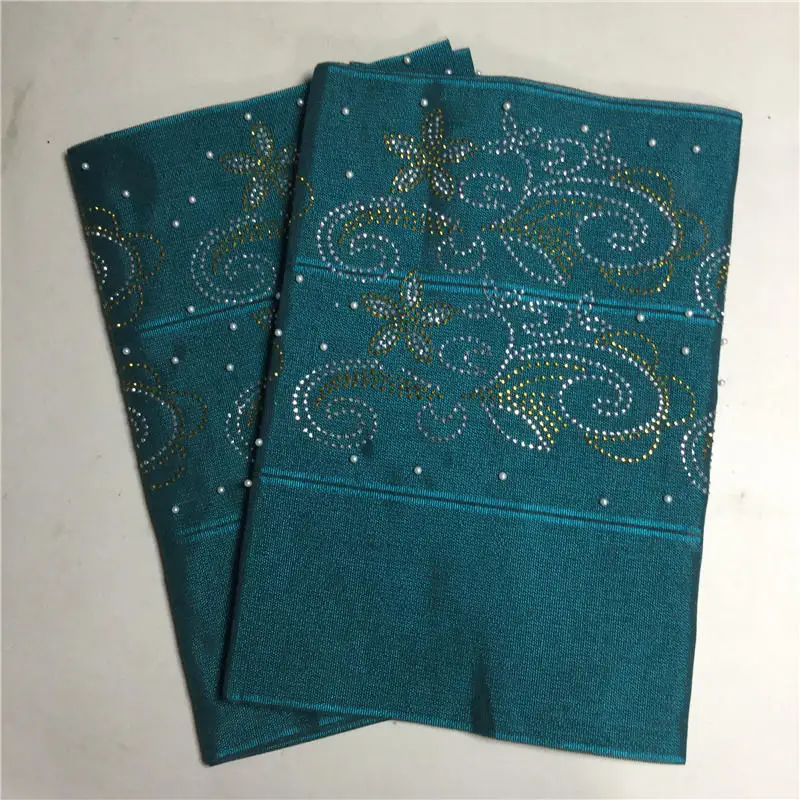 Африканский gele головной убор aso oke головной убор с бисером нигерийские Стразы gele головной убор мода для вечерние 2 шт./лот-AH30 - Цвет: 9