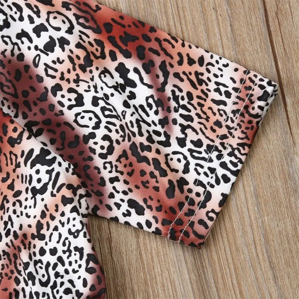 2019 одежда для маленьких девочек леопардовый комбинезон с короткими рукавами