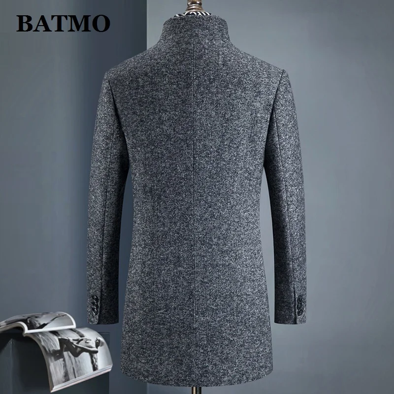 BATMO 2021 Новое поступление Зимний шерстяной толстый Тренч для мужчин мужской серый