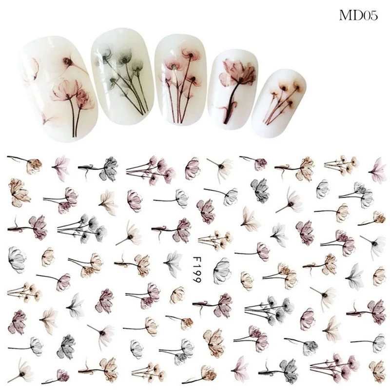 

Flower Series Nail Water Decal Stickers Sakura Daisy Lavender Floral Pattern Transfer Sticker Manicure Nail Art Decoration
