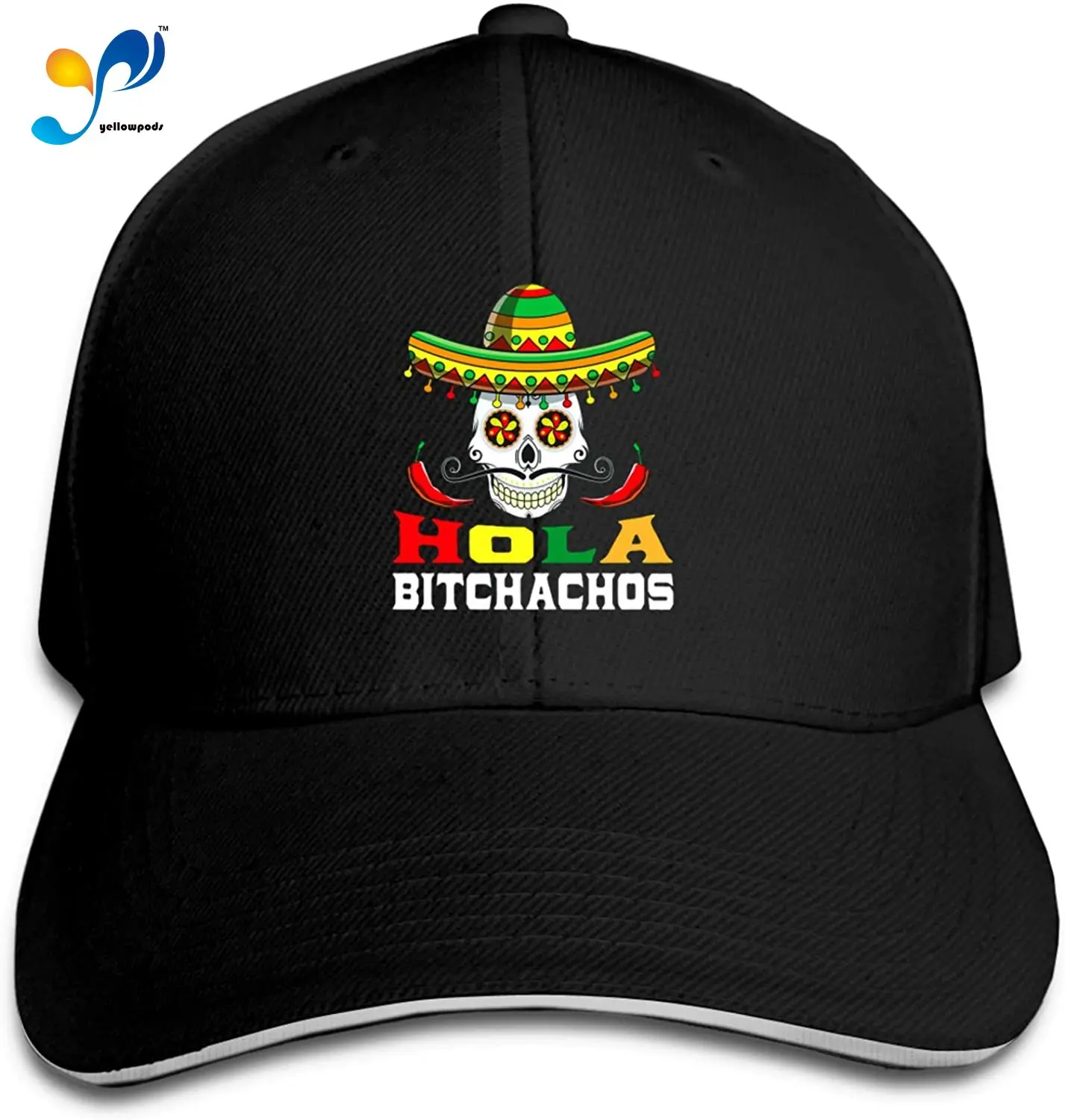 

Cinco De Mayo Hola Bitchachos Unisex Adjustable Baseball Caps Peaked Sandwich Hat Sports Outdoors Snapback Cap