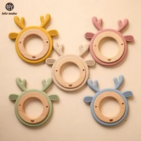lets make baby teether products wooden ring feeding bibs health care food grade silicone teething babe toys accessories