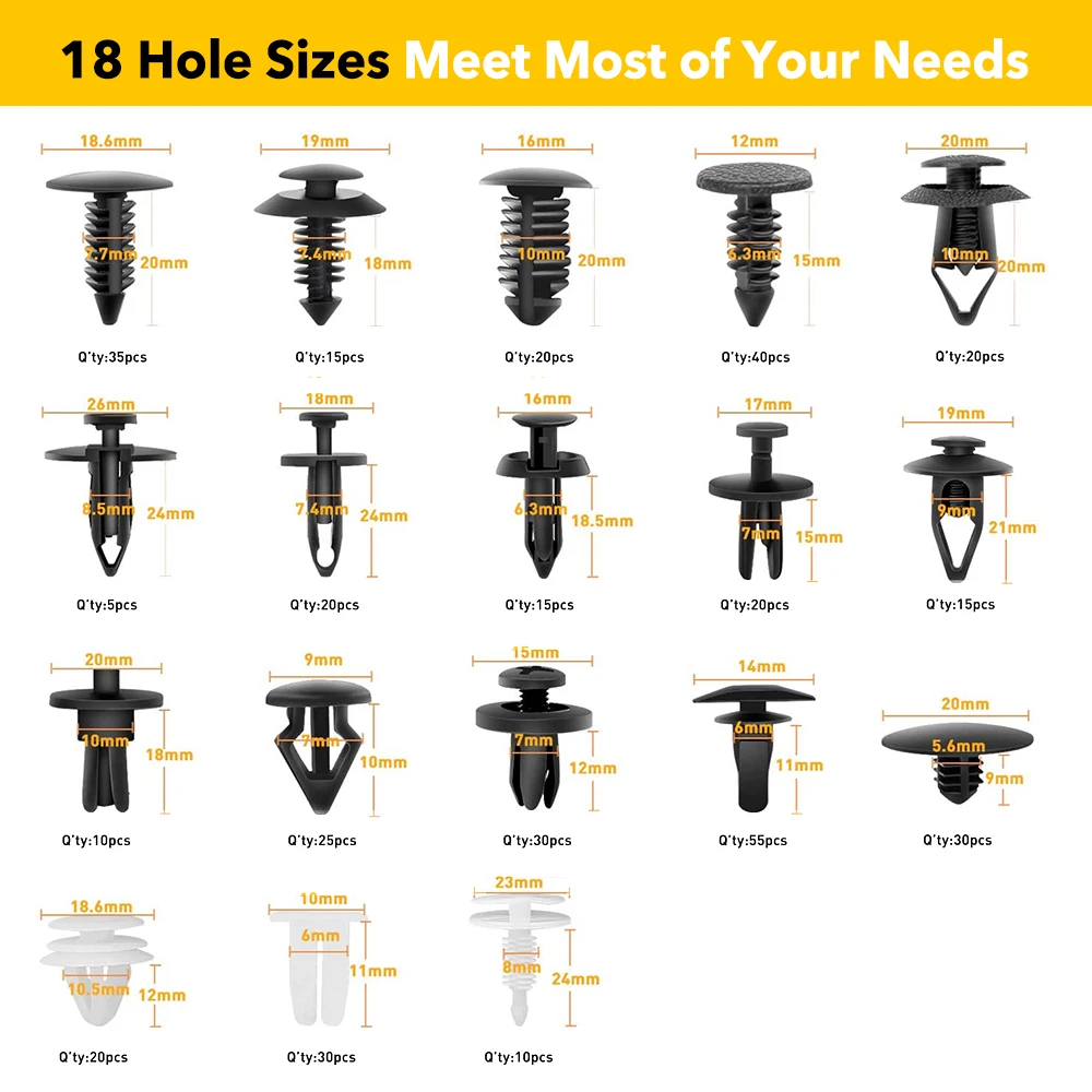 415 шт. с комплектом инструментов пластиковые заклепки нажимным штифтом для