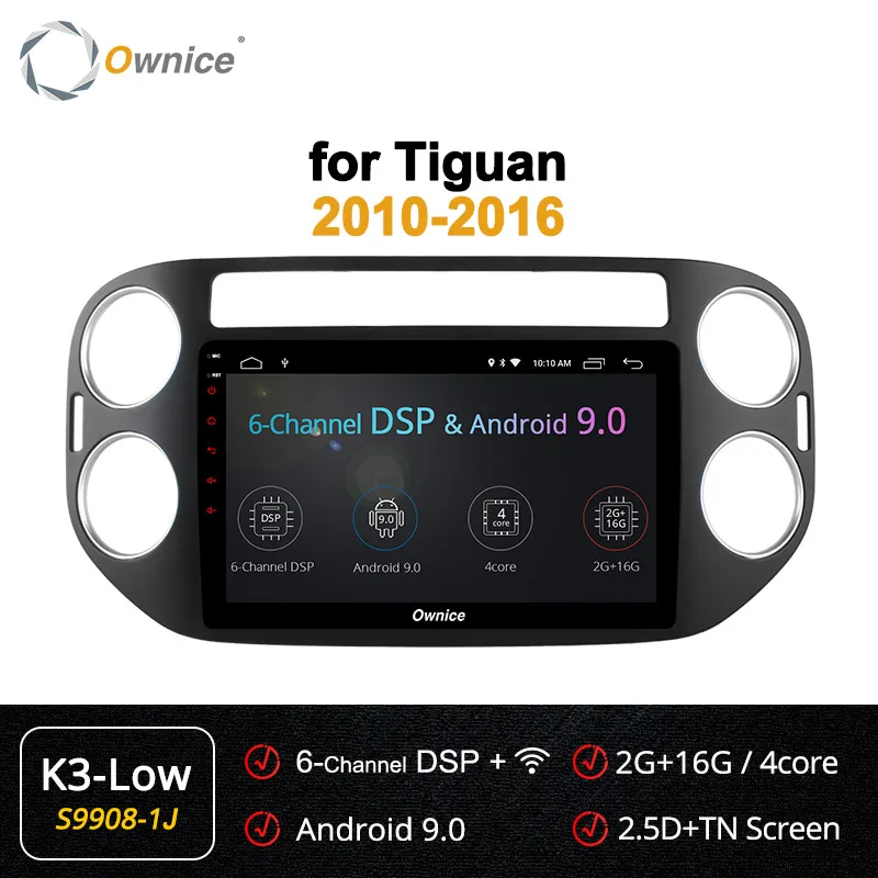 S9908-1 K3 LOW Ownice Автомобильный плеер gps Navi k3 k5 k6 для VW tiguan 2010 2011 2012 2013 Android 9,0 8Core 4G DSP 360 панорама SPDIF - Цвет: S9908-1 K3 LOW