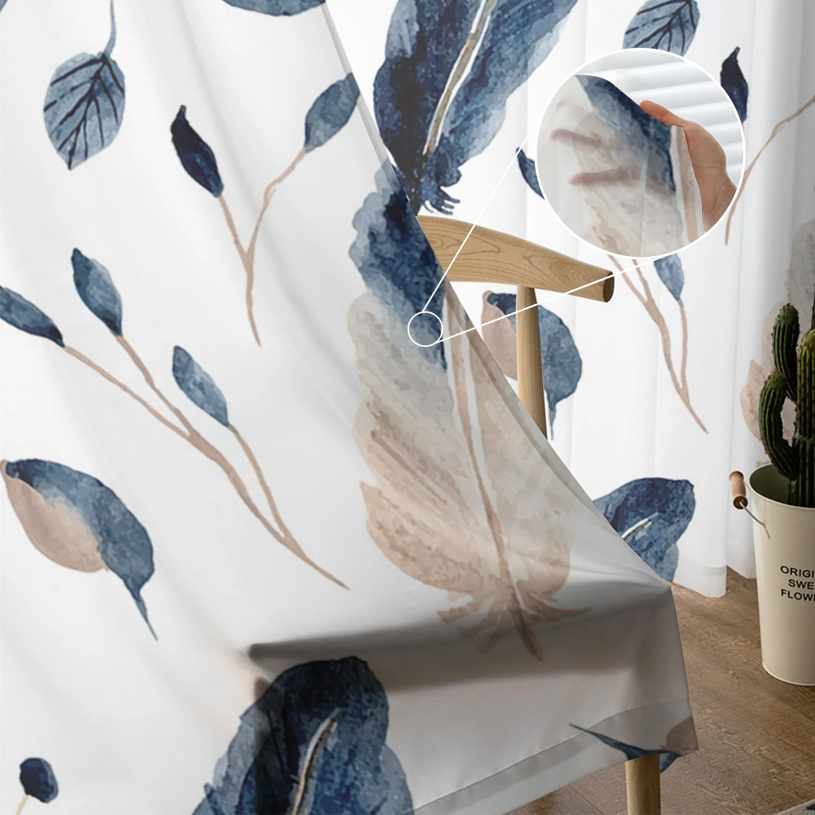 Роскошные занавески акварель синее перо павлина Кухня Спальня Гостиная шторы