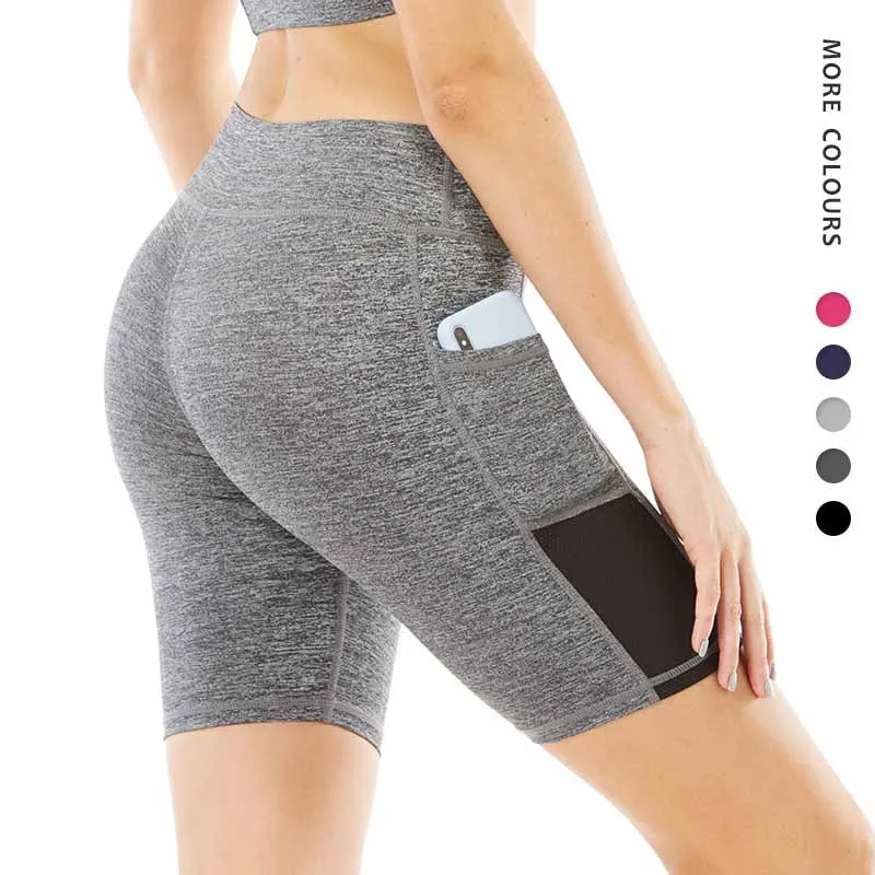 Шорты для йоги женские эластичные леггинсы фитнеса однотонные бесшовные