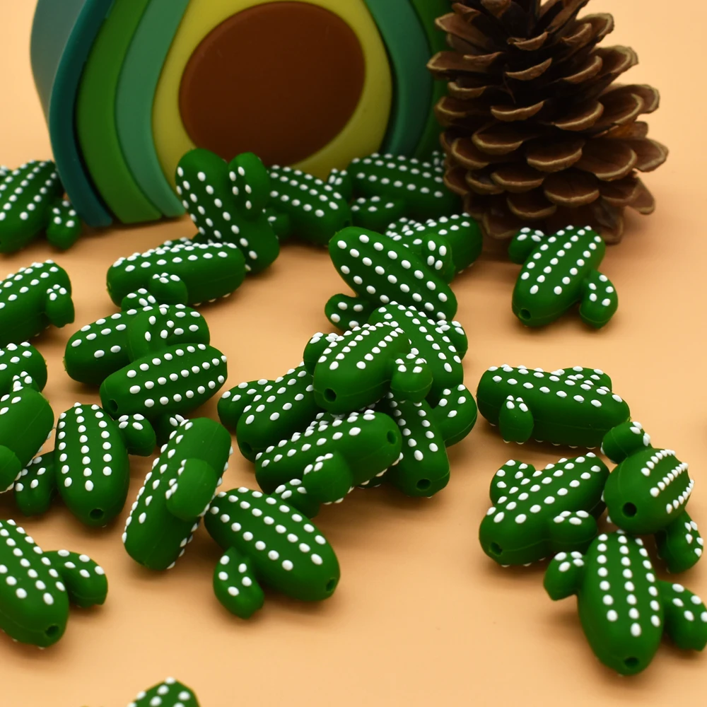 Cuentas de silicona de 5 piezas para morder, cuentas de Cactus para beb&eacute;, para fabricaci&oacute;n de joyas, cuentas de dentici&oacute;n, soporte de chupete DIY, accesorios de Juguetes-2