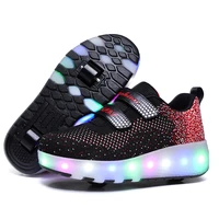 kids two wheels luminous sneakers %ef%bc%8cled light roller skate shoes for children%ef%bc%8c boys girls charging flashing shoes with wheels