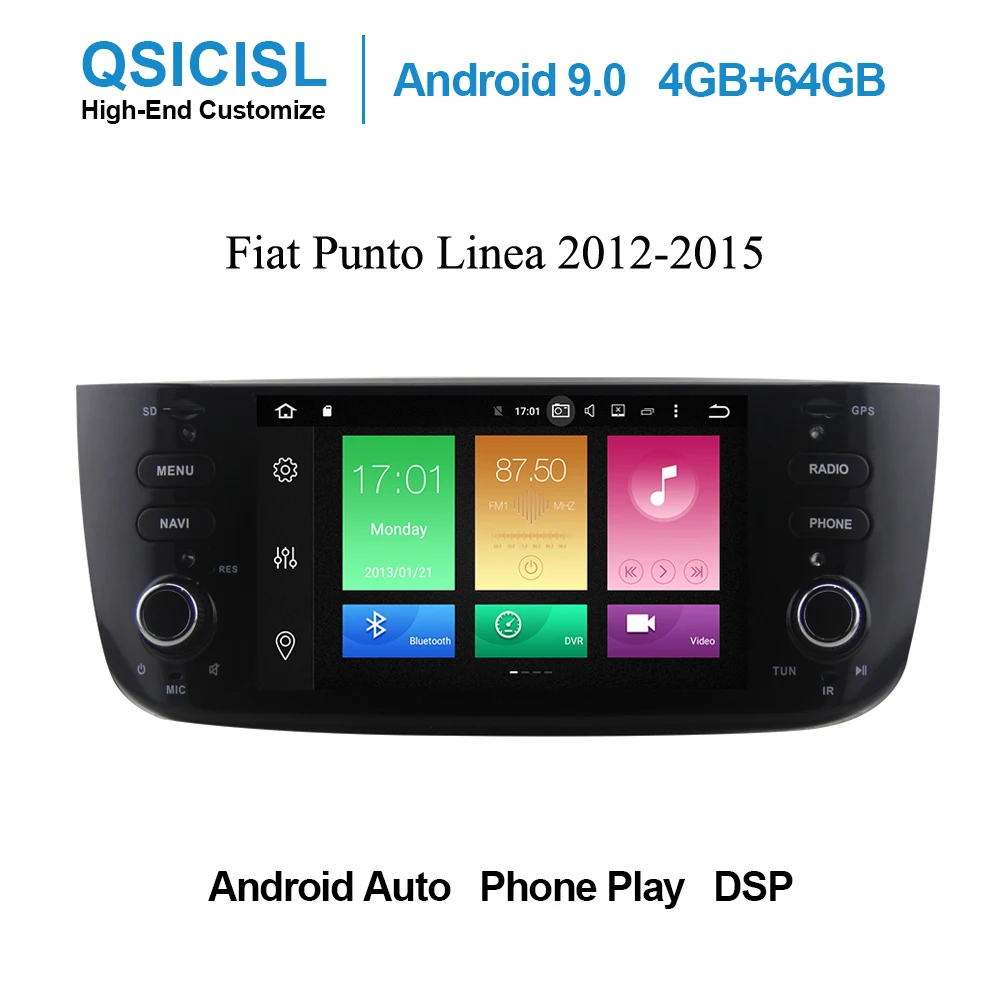 Автомобильный DVD плеер на Android 9 0 4 + 64 ГБ 1 din Радио для Fiat Abarth Punto EVO Linea 2012 2015