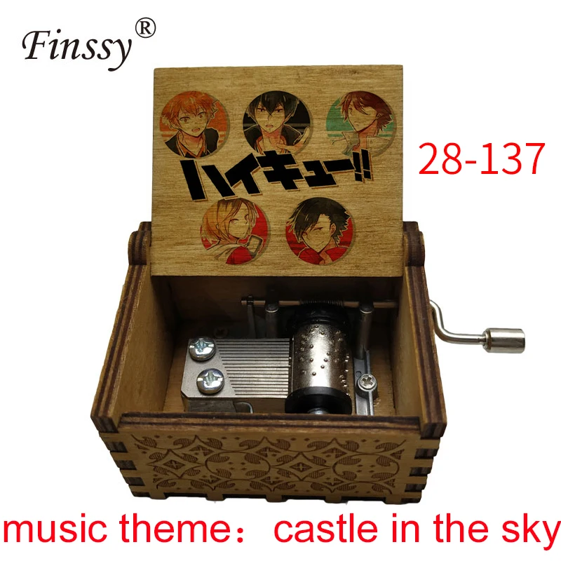 volleyball Haikyuu Anime print castle in the sky music theme Wooden Music Box anime fans students boys Gift Hand | Украшения и