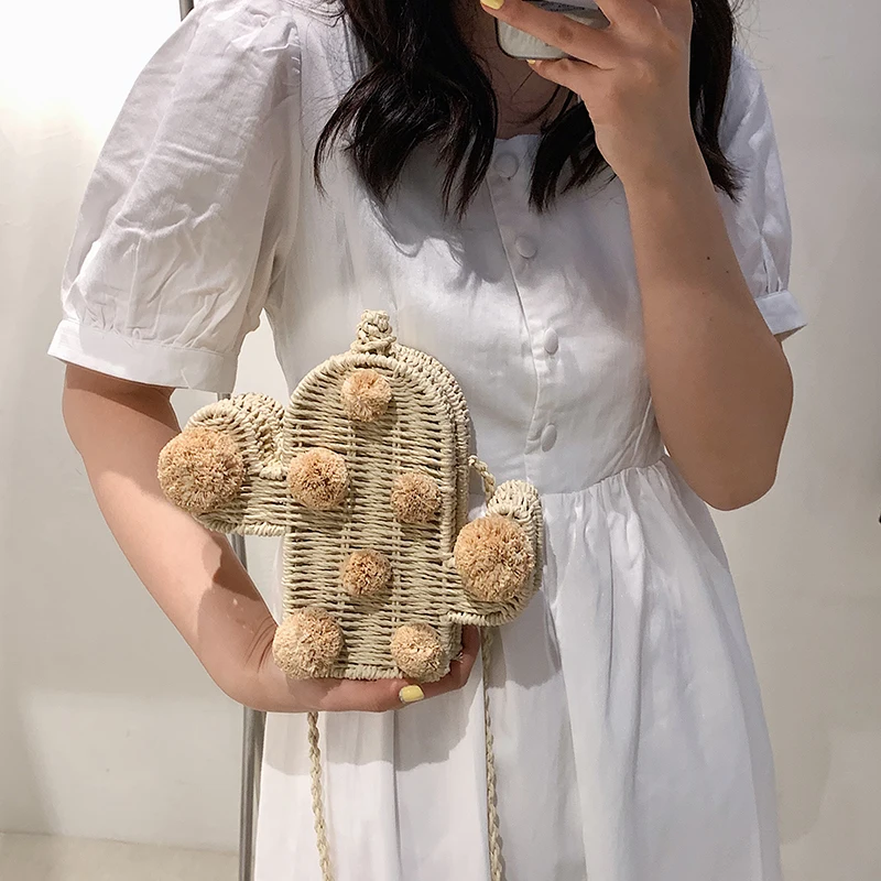 

Beach Straw Bag Vintage Handmade Woven Shoulder Bags for Women 2021 Braided Summer Casual Vacation Crossbody Bags