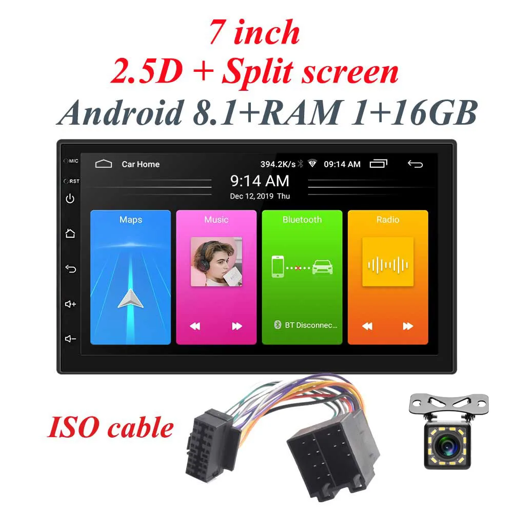 iso Android 8,1 автомобильное радио стерео gps навигация Bluetooth wifi Универсальный 7 ''2din 2.5D ips автомобильное радио стерео четырехъядерный мультимедиа - Цвет: iso