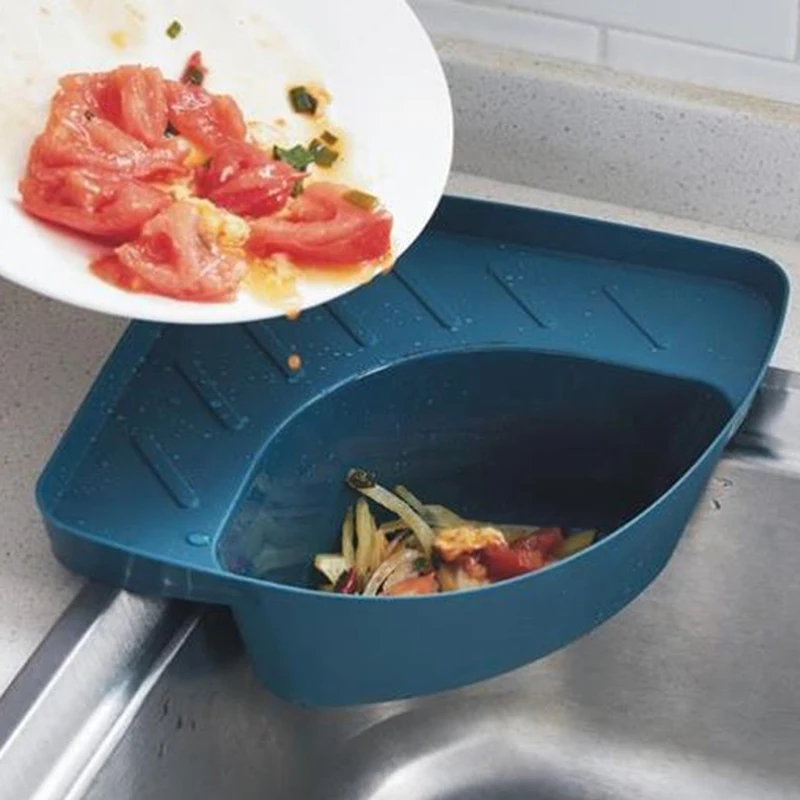 

1pc Kitchen Sink Triangular Waste Storage Holder Drain Shelf Corner Basket