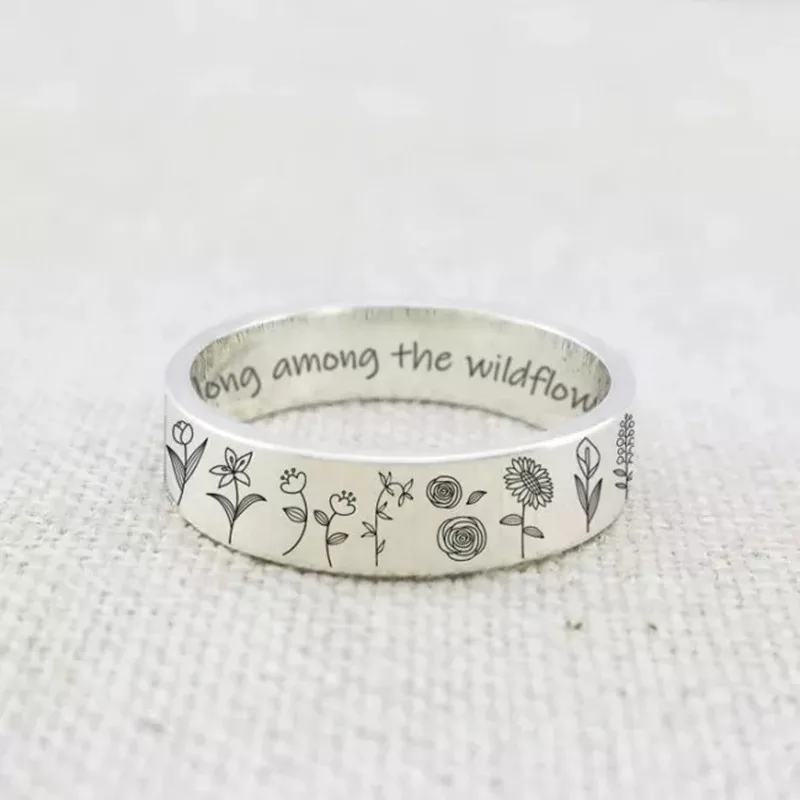 

New Vintage Simplicity Carved Flower Ring For Women Men Bohemian Delicate Wildflowers Floral Daisy Handmade Ring For Female Gift