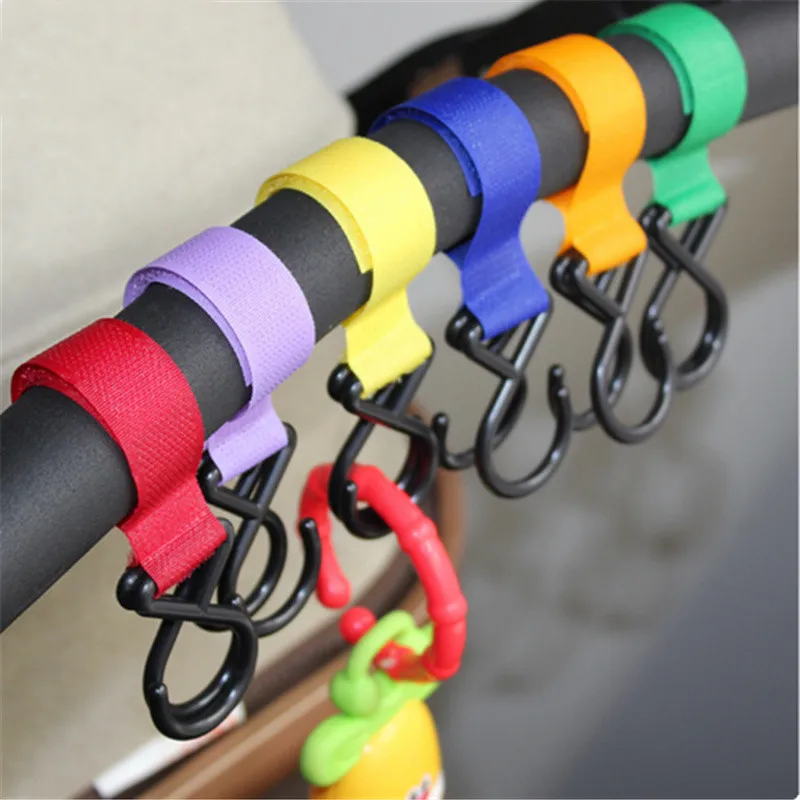 

New 2021 High Quality Colorful Convenient Plastic Baby Stroller Hanger Baby Pram Rotate 360 Degree Accessories Pram Hooks