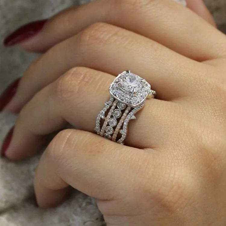 Высокое качество розовое золото цвет 2 ct большой белый CZ Камень Обручальное