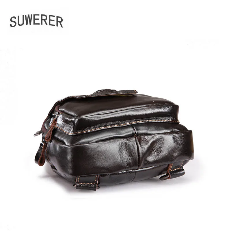 

SUWERER New Genuine Leather bag real cowhide leather men's chest bag casual crocodile pattern chest bag