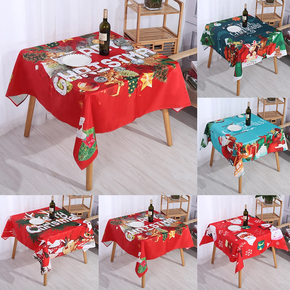 Рождественская скатерть прямоугольная моющаяся устойчивая к пятнам