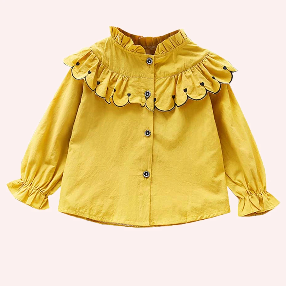 Новая блузка для девочек модная рубашка с оборками детская расклешенными