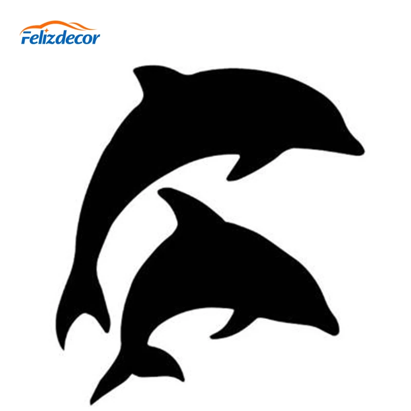 Черно-белая наклейка на автомобиль с изображением дельфина виниловая креативная