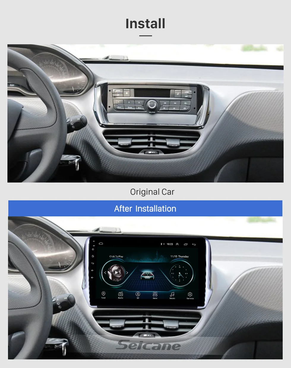Seicane 2 din 10,1 дюймов Android 8,1 GPS автомобильный радиоприёмник для peugeot 2008 автомобильный стерео с HD сенсорным экраном Поддержка Carplay