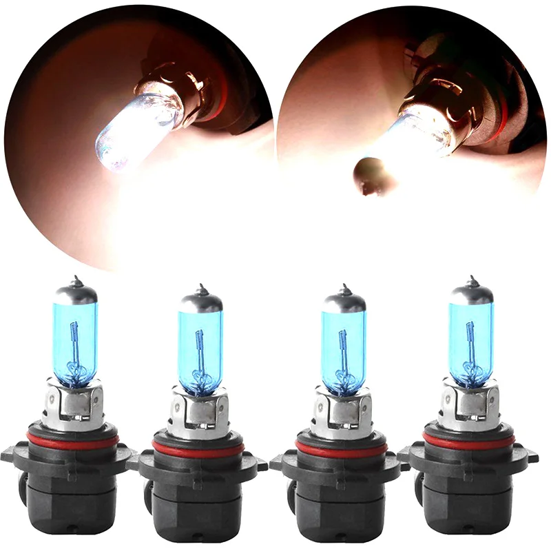 

4Pcs Set Car Headlight Bulbs 9006 HB4 9005 HB3 100W Super White 5000K Halogen Light Bulb Replacement