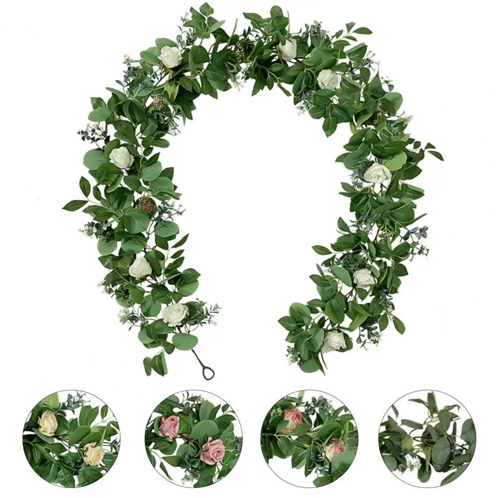 

185cm Flower Garland Artificial Rose Eucalyptus Vine Home Wedding Hanging Decor
