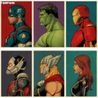 Постер с супергероями Marvel, Железный человек, Халк, Тор, Капитан Америка, настенные наклейки в стиле ретро, Постер из крафт-бумаги для гостиной
