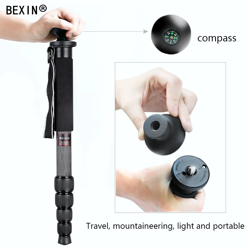 BEXIN MCS255 профессиональный монопод из углеродного волокна для DSLR камеры выдвижной