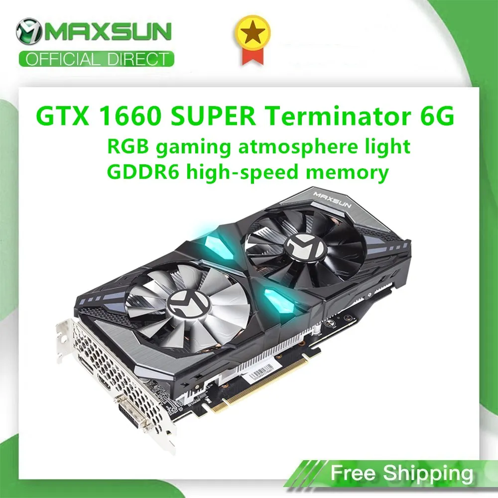 Maxsun GTX 1660 Super Terminator 6G графическая карта Nvidia GDDR6 GPU видеоигра 12 нм RGB Освещение