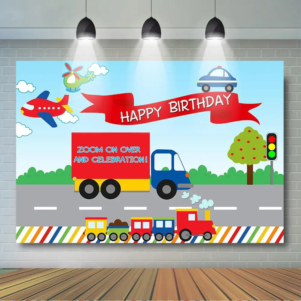 

Drive By Birthday Parade Backdrop Cars Train Parade Background Drive By Birthday Party Decoration Banner Supplies