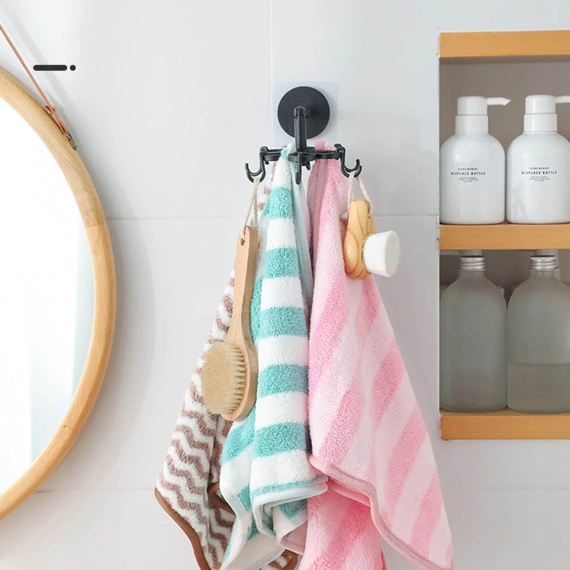 

6 Claw Rotating Storage Hook Cabinet Storage Mounted Bath Kitchen Multi-purpose 360 Degree Rack Wall Mounted Bathroom Organizer