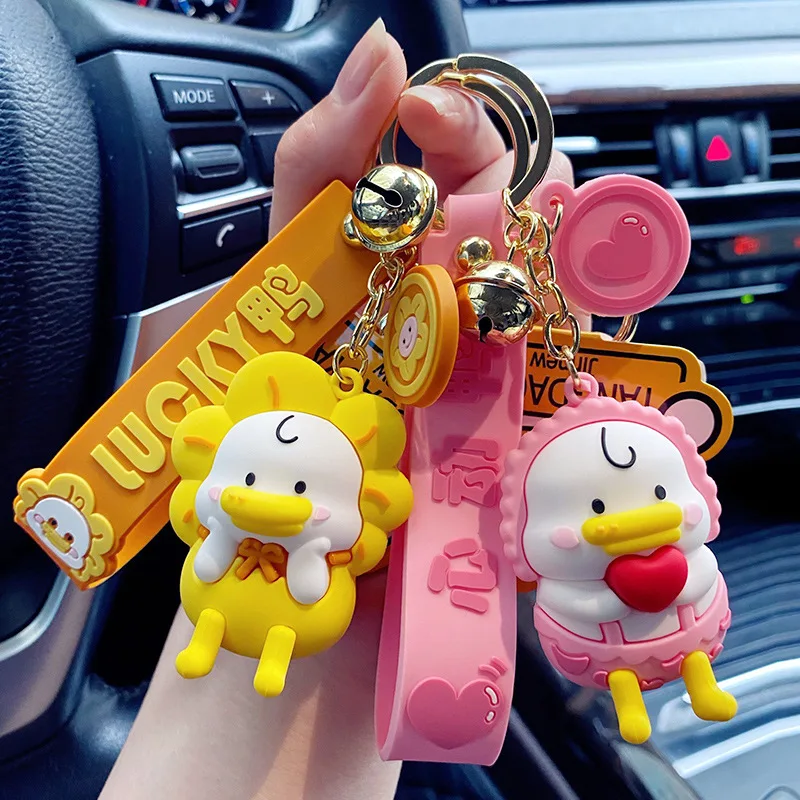 

Fashion Cute Lying Down Duck Keychain Cute Fun Simple Woman Girl Bag Pendant Couple Car Key Chain Creative Keyring Gift Jewelry