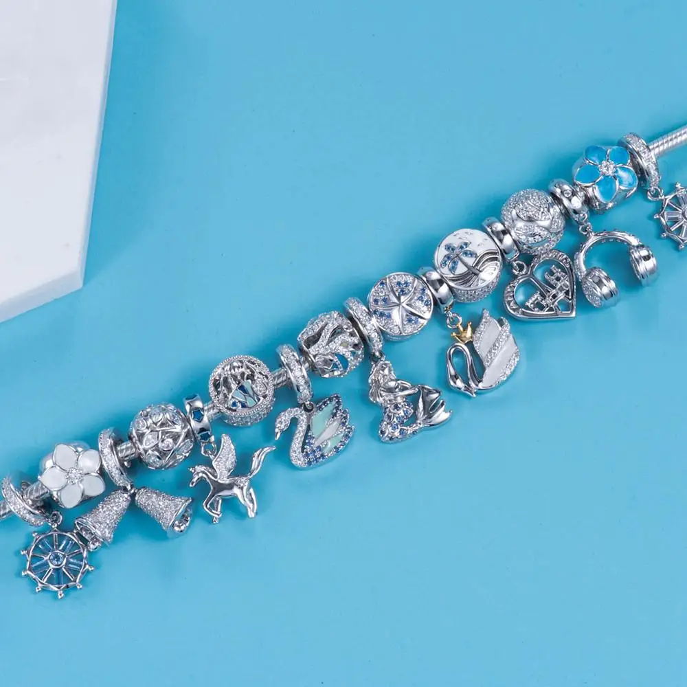 Тропическое побережье 925 пробы серебро тропических рыб и вод tailBeads Подвески Fit