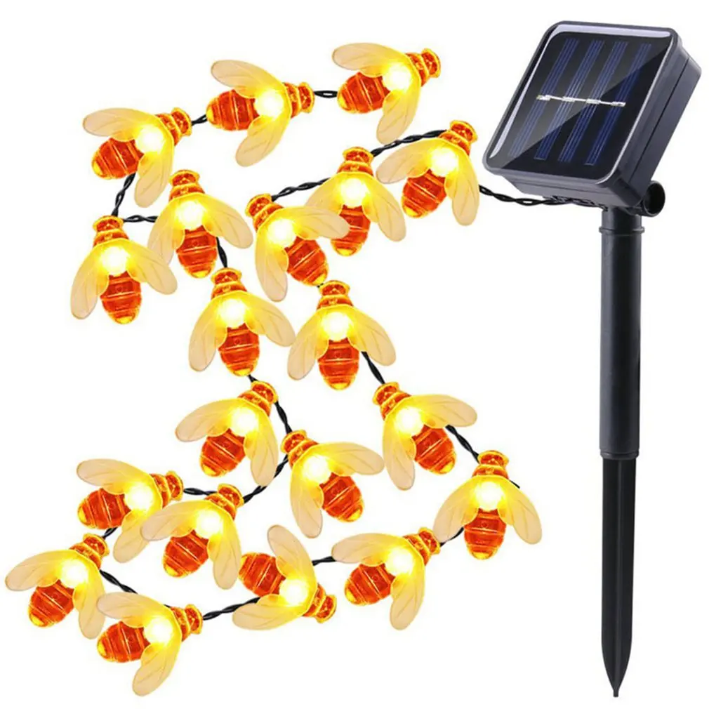 

5M Solar Lights String 20 LED Honey Bee Shape Solar Powered Fairy Lights For Outdoor Home Garden Fence Summer Decoration