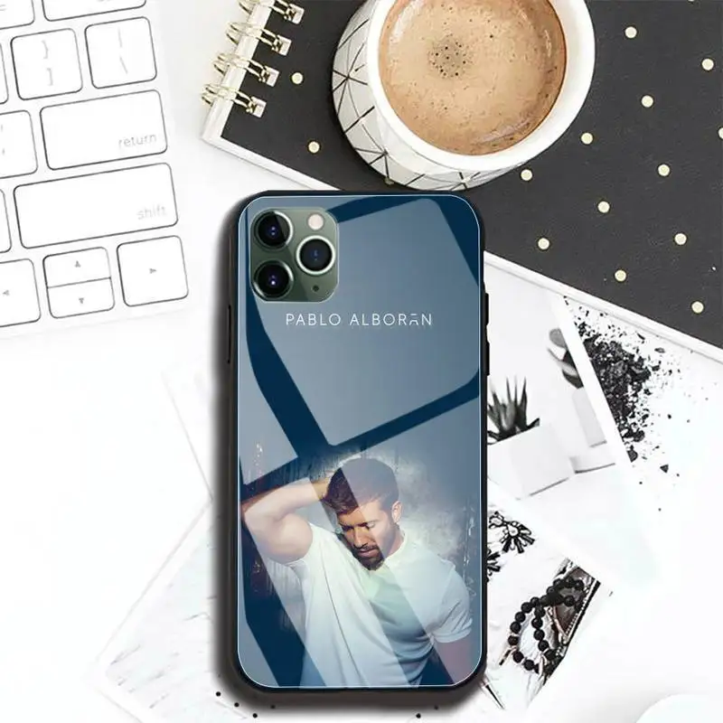 

Pablo Alboran Phone Case For Iphone 12 11 Pro MAX XR X 7 8Plus SE2020 DIY Shockproof Glass Soft Silicone Edge