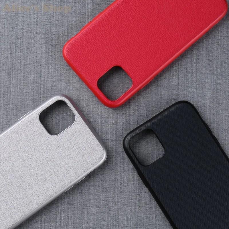 Luxury Business For iPhone 11 Pro Max Carbon Fiber Canvas Leather & PC TPU Case Cover Apple 11/ Pro/ Back Cases |