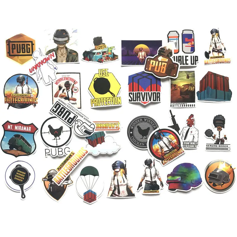 

10/29PCS PlayerUnknown's Battlegrounds Pubg Boy Popular Game Sticker Luggage Case Electric Car Sticker Car Trolley Adult Doodle