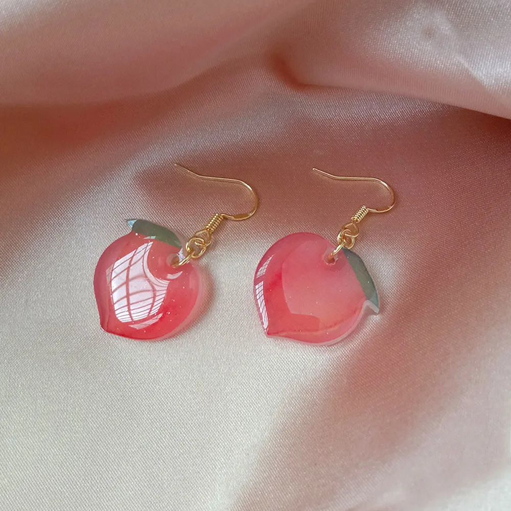 

2021 Korean Acrylic Trendy Pink Peach Drop Earrings For Women S925 Silver Needle Cute Sweet Jewelry Fashion Oorbellen EA#140