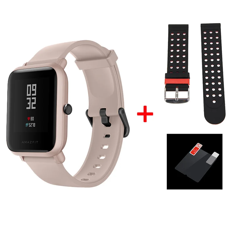 pink and black Английская версия Huami Смарт-часы Amazfit Bip Lite 45 дней Срок службы батареи 3ATM сердечный ритм Amazfit Bip Lite Часы Android iOS - Цвет: pink and black