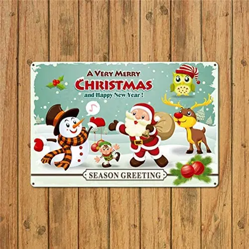 

Tin Sign Merry Christmas Happy New Year Bar Cafe Home Oil Station Garage Kitchen Farm Countryside Retro Tin Signs