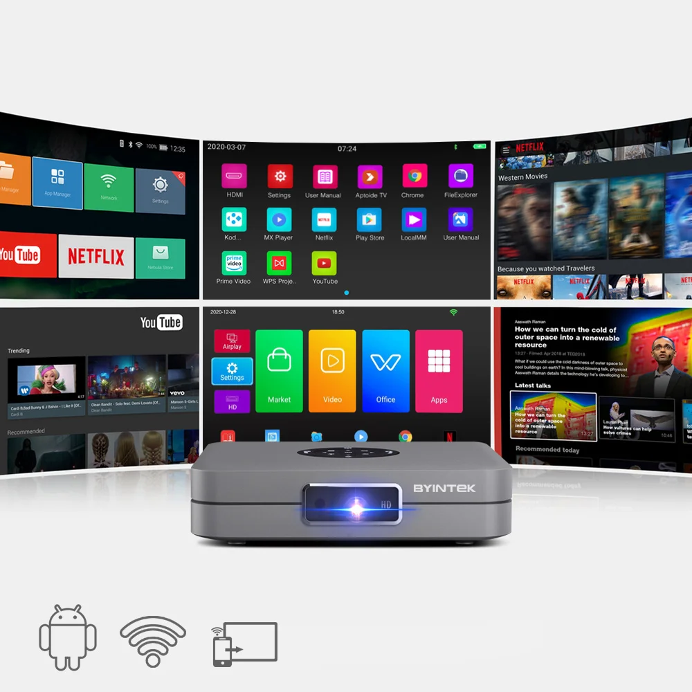 BYINTEK UFO U20 Full HD 1080P портативный Android смарт беспроводной игровой Wifi 3D Мини