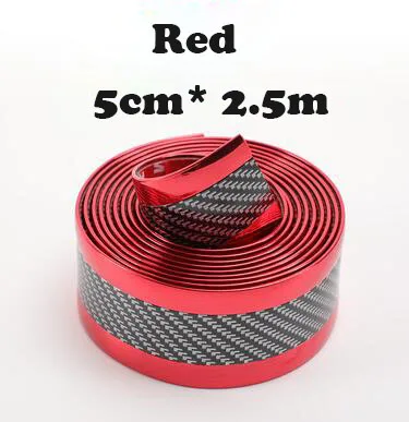 Red 5cm X 2.5M Углеродное волокно резиновый порог 5D Защитная Автомобильная Наклейка для Toyota Corolla аксессуары e120 аксессуары для салона автомобиля - Название цвета: Red 5cm X 2.5M