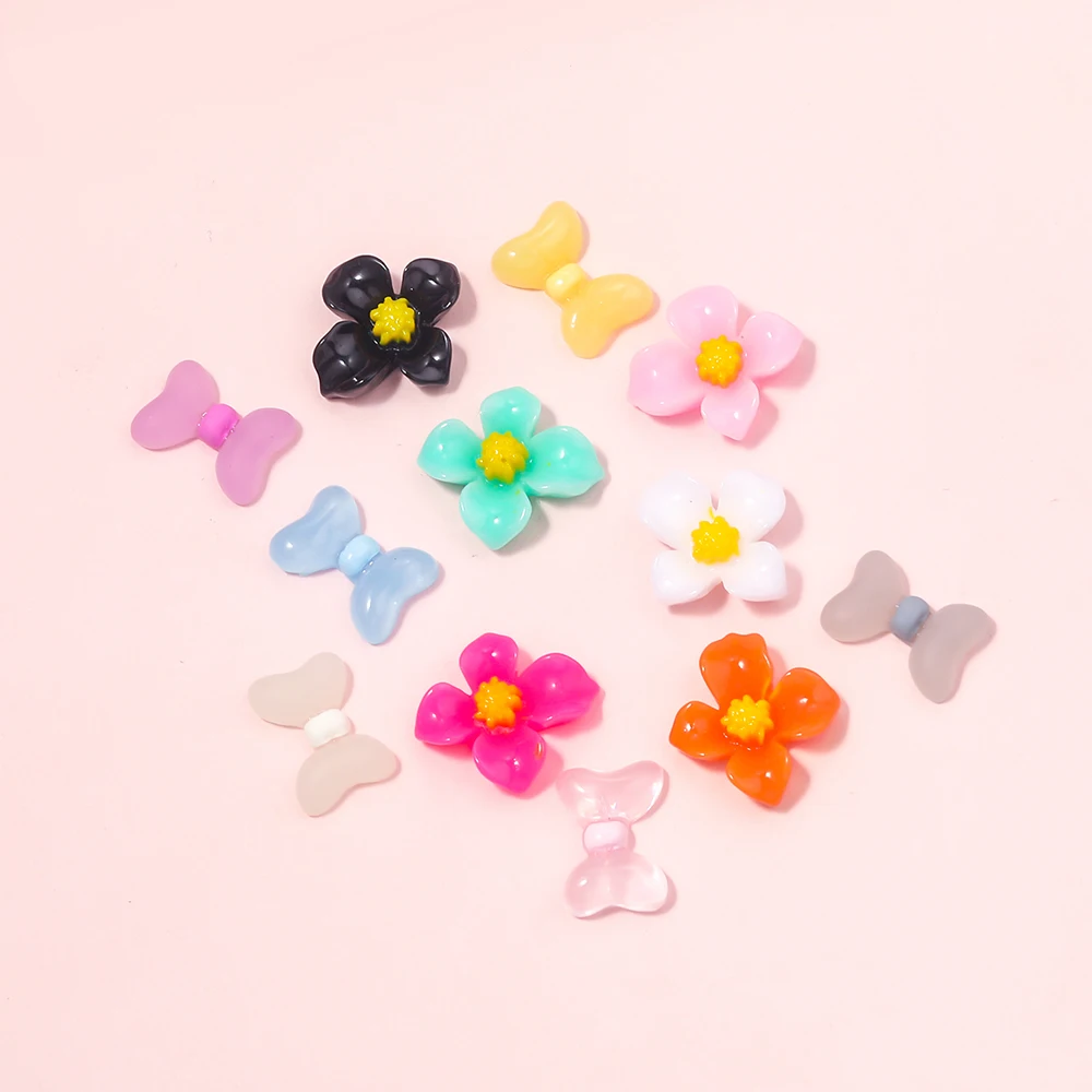 

12 Grid Strip Box 24 Pieces Nails Art Bowknot Resin Glazed Flower Kawaii Crafts Translucent Frosted Acrylic Decoration DIY Nails