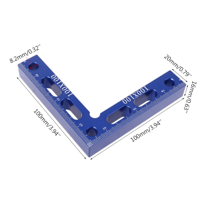

Two-piece 90 Right Angle Positioning Ruler Woodworking Jigsaw Clamp Positioning L Squares Block 100x100mm Imposition Fixing
