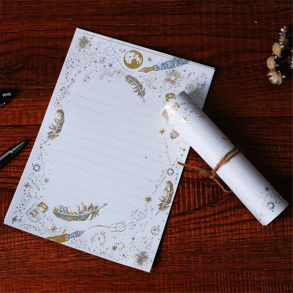 

8pcs Vintage Gilding Letter Papers Set Kawaii Stationery Wedding Invitation Card Writing Pad Letter Writing Paper