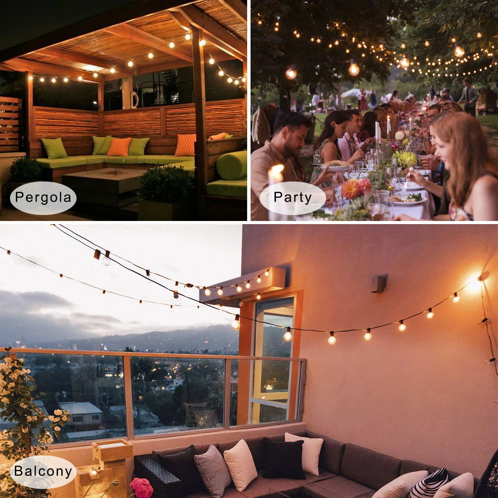 Гирлянда с 50 прозрачными шариками винтажная лампочка круглыми лампочками футов